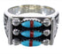 Well Built Needlepoint Turquoise Coral Silver Ring Size 7-1/4 VX37227